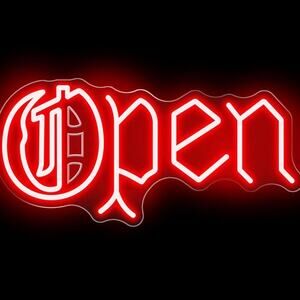OPEN Neon Sign Red Magic Font Night Light Room Wall Decor